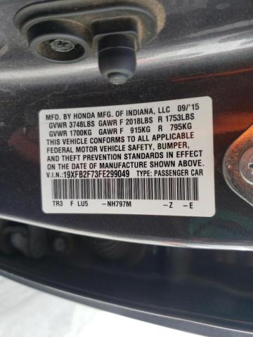 Zdjęcie 10 z aukcji – 2015 HONDA CIVIC SE z VIN 19XFB2F73FE299049