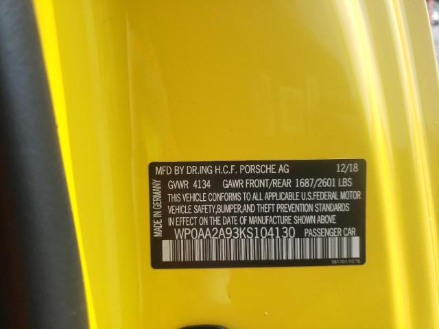 Photo 10 from auction – 2019 PORSCHE 911 CARRER with VIN WP0AA2A93KS104130
