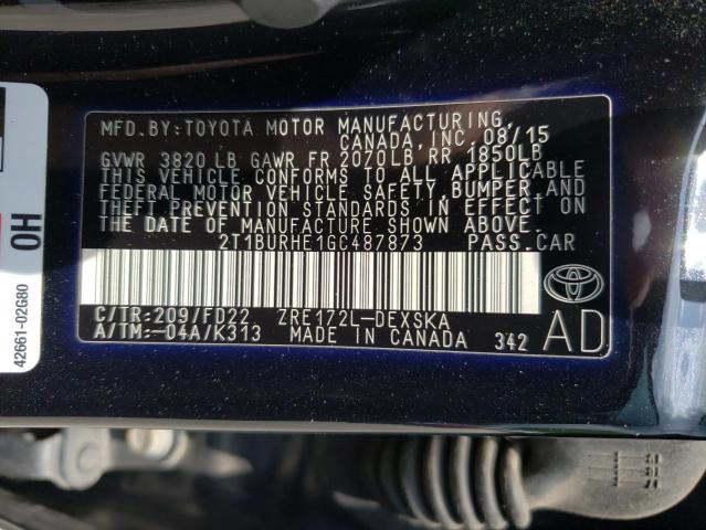 Photo 10 from auction – 2016 TOYOTA COROLLA L with VIN 2T1BURHE1GC487873