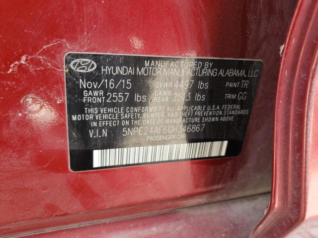 Photo 10 from auction – 2016 HYUNDAI SONATA SE with VIN 5NPE24AF6GH346867