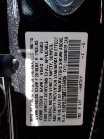 Photo 10 from auction – 2015 HONDA CIVIC LX with VIN 19XFB2F58FE266935
