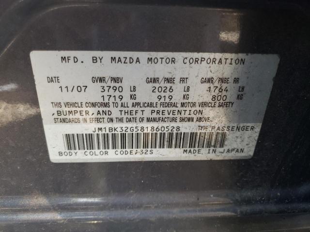 Photo 10 from auction – 2008 MAZDA 3 I with VIN JM1BK32G581860528