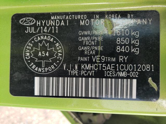 Photo 10 from auction – 2012 HYUNDAI ACCENT GLS with VIN KMHCT5AE1CU012081