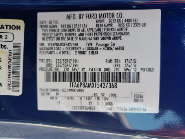 Photo 10 from auction – 2015 FORD MUSTANG with VIN 1FA6P8AMXF5427368