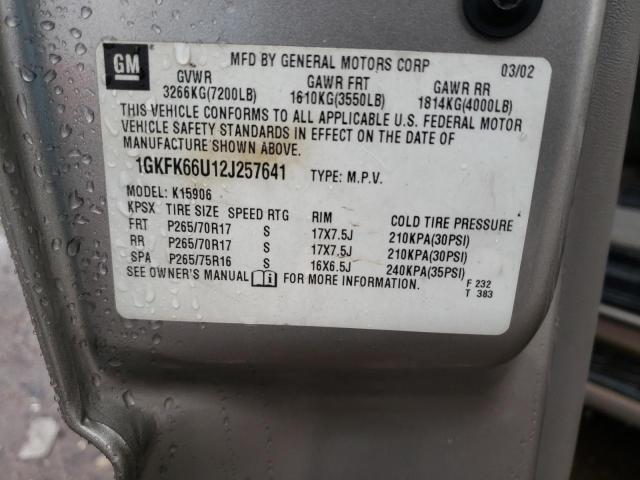 Photo 10 from auction – 2002 GMC DENALI XL with VIN 1GKFK66U12J257641