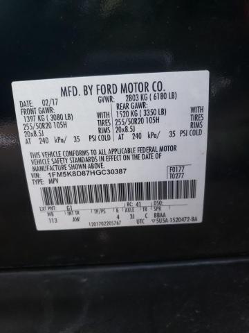 Photo 10 from auction – 2017 FORD EXPLORER X with VIN 1FM5K8D87HGC30387