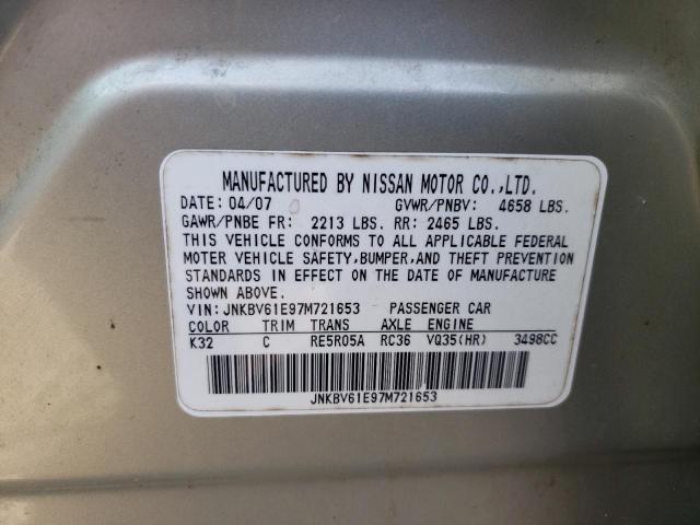Photo 10 from auction – 2007 INFINITI G35 with VIN JNKBV61E97M721653