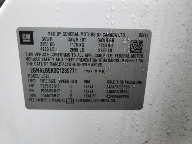 Photo 10 from auction – 2012 CHEVROLET EQUINOX LS with VIN 2GNALBEK3C1239771