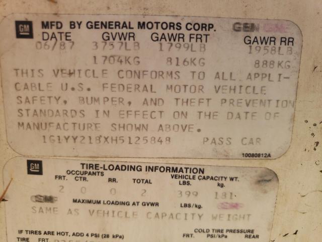 Photo 10 from auction – 1987 CHEVROLET CORVETTE with VIN 1G1YY218XH5125848