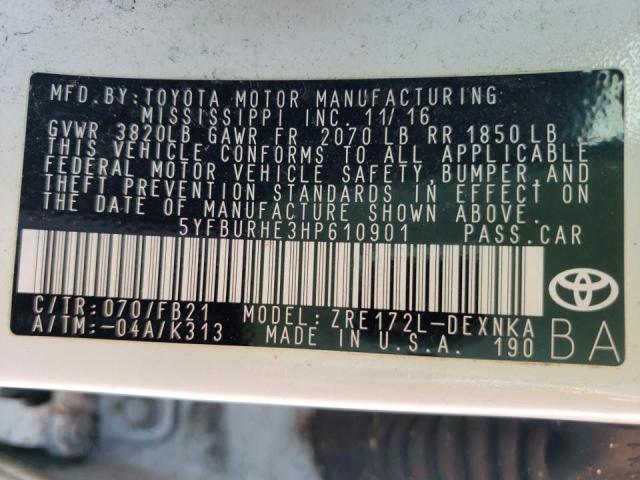 Photo 10 from auction – 2017 TOYOTA COROLLA L with VIN 5YFBURHE3HP610901