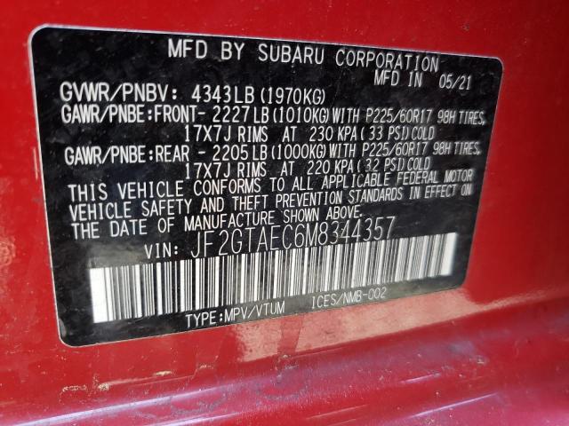 Photo 10 from auction – 2021 SUBARU CROSSTREK with VIN JF2GTAEC6M8344357