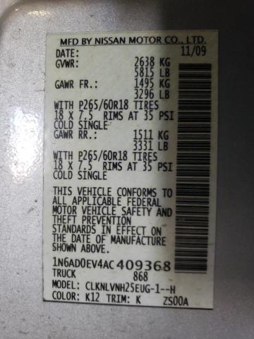 Photo 10 from auction – 2010 NISSAN FRONTIER C with VIN 1N6AD0EV4AC409368