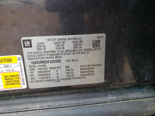 Photo 10 from auction – 2015 GMC ACADIA SLT with VIN 1GKKVRKD3FJ286898