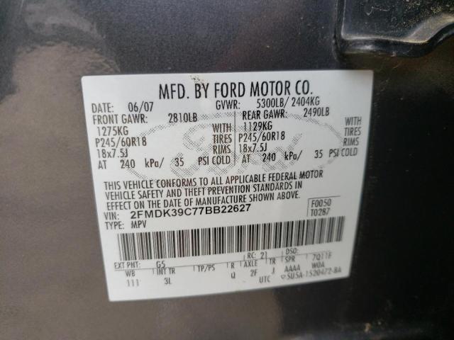 Photo 10 from auction – 2007 FORD EDGE SEL P with VIN 2FMDK39C77BB22627