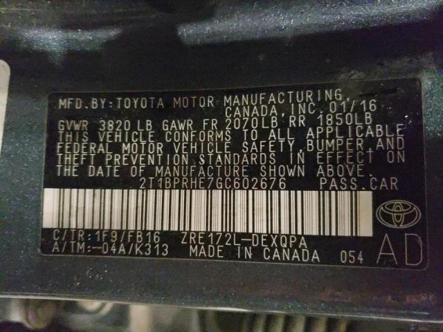 Photo 10 from auction – 2016 TOYOTA COROLLA EC with VIN 2T1BPRHE7GC602676
