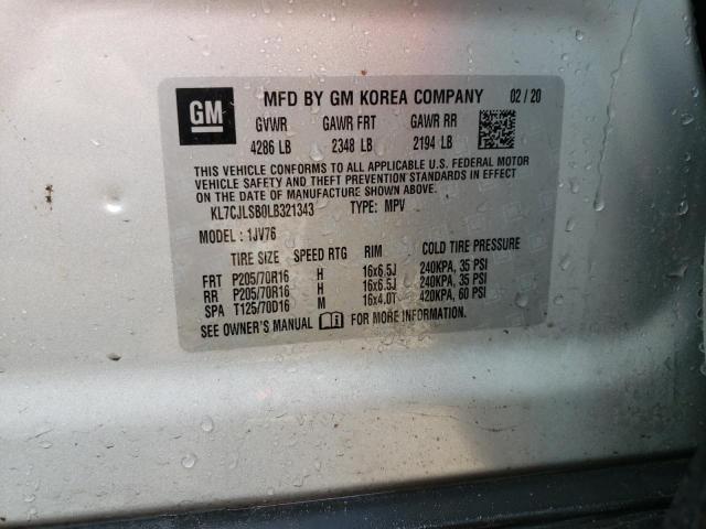 Photo 10 from auction – 2020 CHEVROLET TRAX 1LT with VIN KL7CJLSB0LB321343