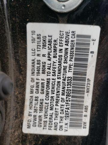Photo 10 from auction – 2011 HONDA CIVIC with VIN 19XFA1F57BE013533