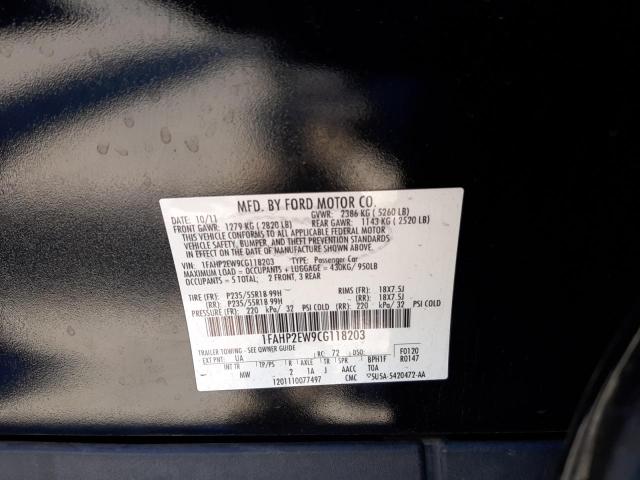 Фото 10 с аукциона – 2012 FORD TAURUS SEL с VIN 1FAHP2EW9CG118203