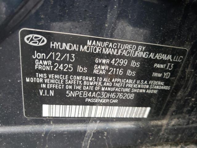 Photo 10 from auction – 2013 HYUNDAI SONATA GLS with VIN 5NPEB4AC3DH676208