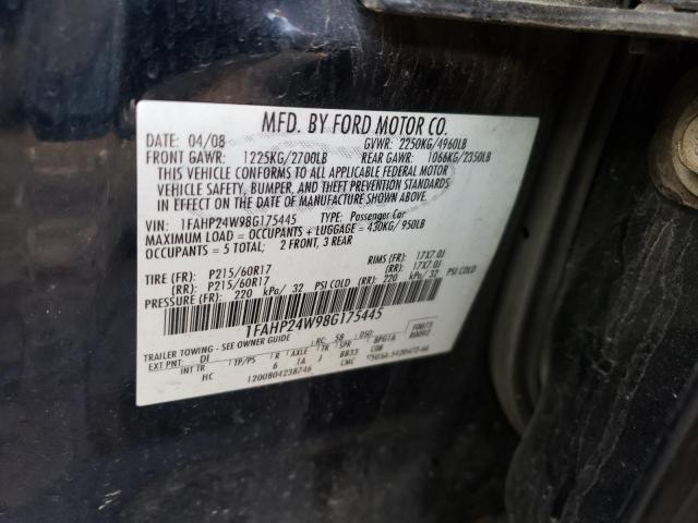 Photo 10 from auction – 2008 FORD TAURUS with VIN 1FAHP24W98G175445