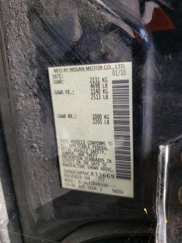 Photo 10 from auction – 2010 NISSAN MAXIMA S with VIN 1N4AA5AP4AC833669