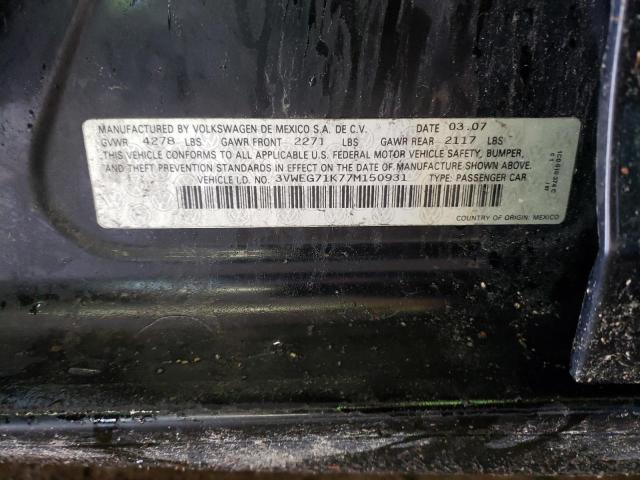 Photo 10 from auction – 2007 VOLKSWAGEN JETTA WOLF with VIN 3VWEG71K77M150931