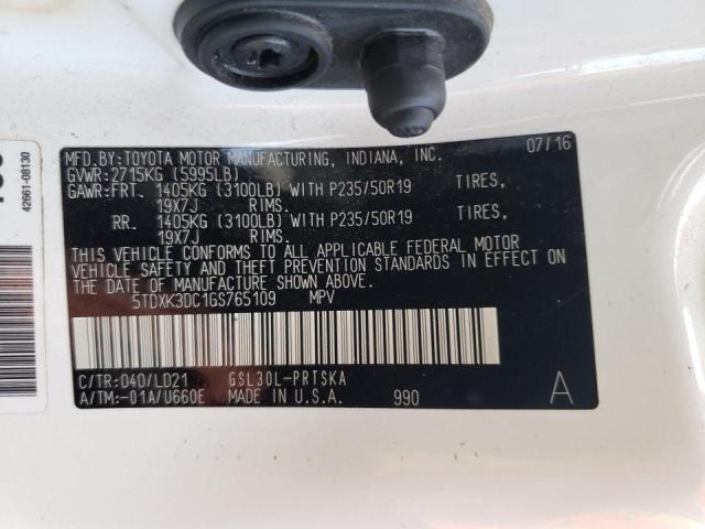 Photo 10 from auction – 2016 TOYOTA SIENNA SE with VIN 5TDXK3DC1GS765109