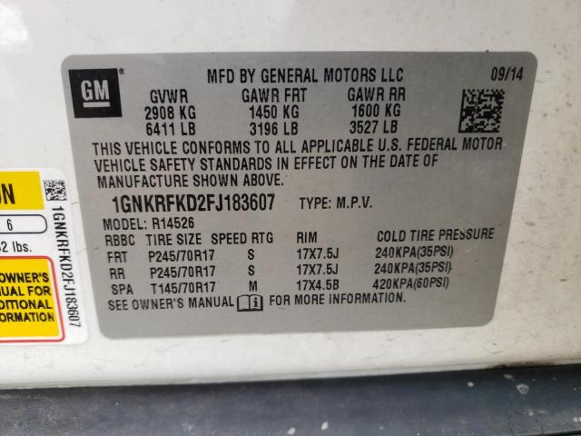 Photo 10 from auction – 2015 CHEVROLET TRAVERSE L with VIN 1GNKRFKD2FJ183607
