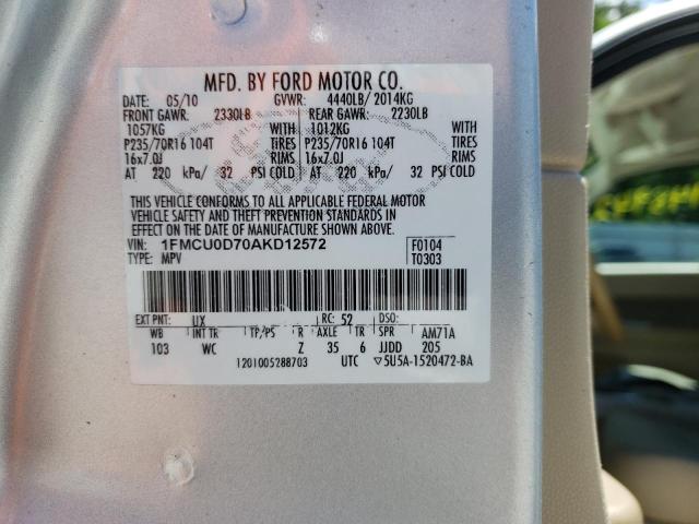 Photo 10 from auction – 2010 FORD ESCAPE XLT with VIN 1FMCU0D70AKD12572
