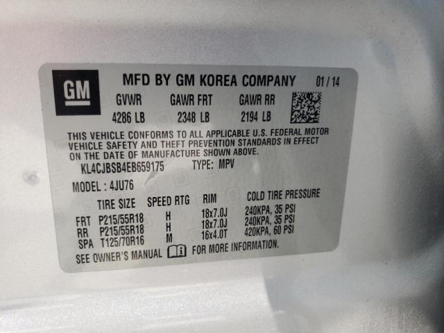 Photo 10 from auction – 2014 BUICK ENCORE CON with VIN KL4CJBSB4EB659175
