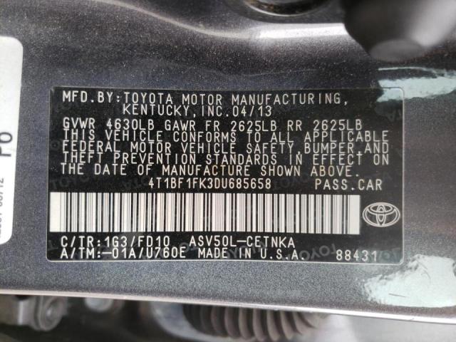 Photo 10 from auction – 2013 TOYOTA CAMRY L with VIN 4T1BF1FK3DU685658