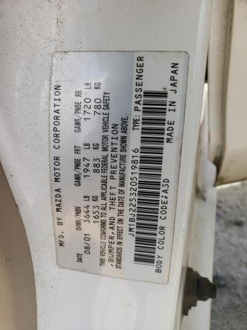 Photo 10 from auction – 2002 MAZDA PROTEGE DX with VIN JM1BJ225320519816