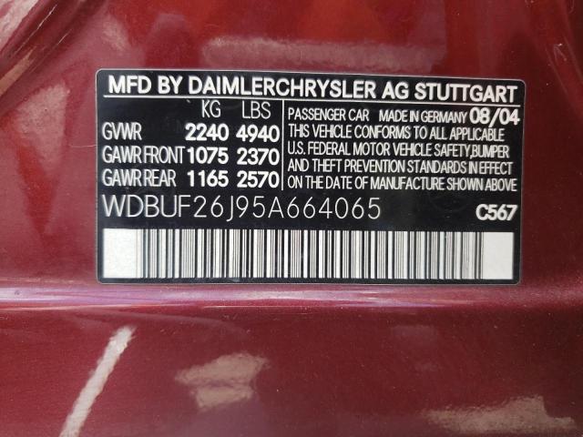 Photo 10 from auction – 2005 MERCEDES-BENZ E 320 CDI with VIN WDBUF26J95A664065