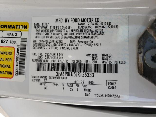Photo 10 from auction – 2018 FORD FUSION SE with VIN 3FA6P0LU5JR155333