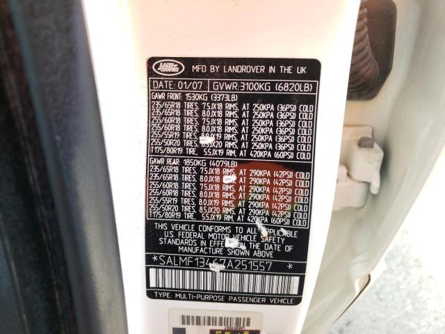Photo 10 from auction – 2007 LAND ROVER RANGE ROVE with VIN SALMF13467A251557
