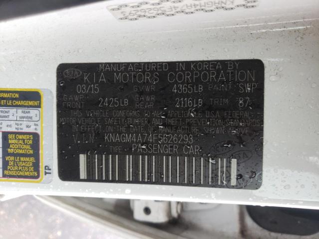 Photo 10 from auction – 2015 KIA OPTIMA LX with VIN KNAGM4A74F5626293