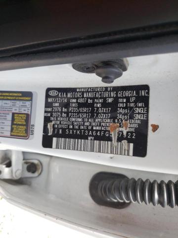 Photo 10 from auction – 2015 KIA SORENTO LX with VIN 5XYKT3A64FG597922