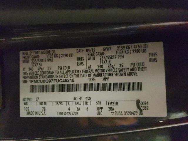 Photo 10 from auction – 2015 FORD ESCAPE SE with VIN 1FMCU0G97FUC45218