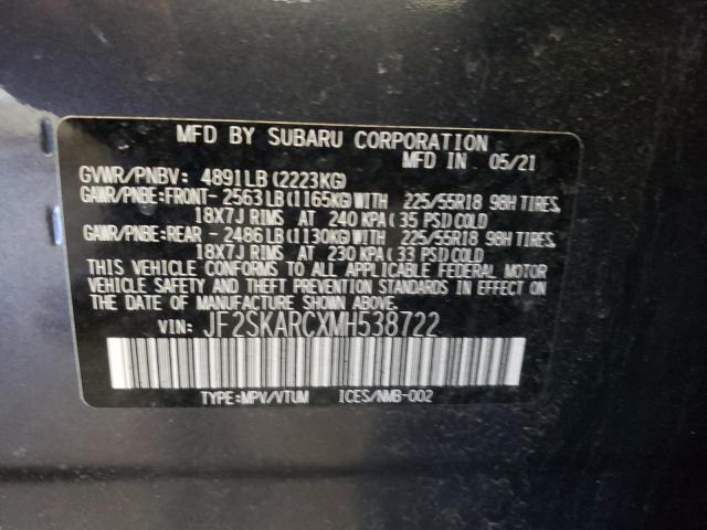 Photo 10 from auction – 2021 SUBARU FORESTER with VIN JF2SKARCXMH538722