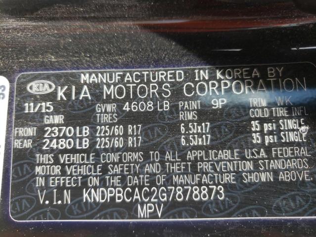 Photo 10 from auction – 2016 KIA SPORTAGE L with VIN KNDPBCAC2G7878873