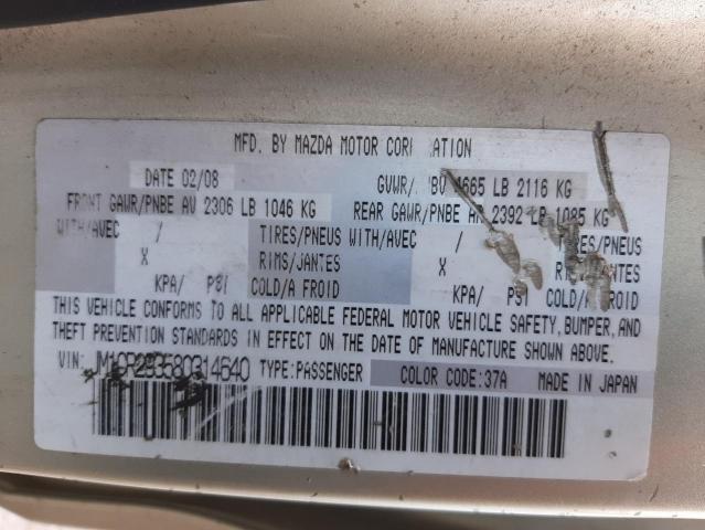 Photo 10 from auction – 2008 MAZDA 5 with VIN JM1CR293580314640