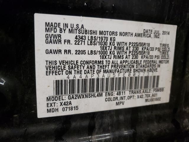 Photo 10 from auction – 2015 MITSUBISHI OUTLANDER with VIN 4A4AP3AU5FE002737