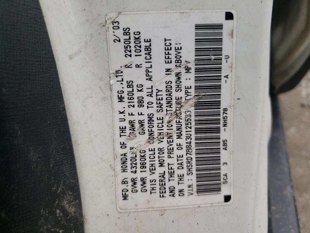 Photo 10 from auction – 2003 HONDA CR-V EX with VIN SHSRD78843U125533