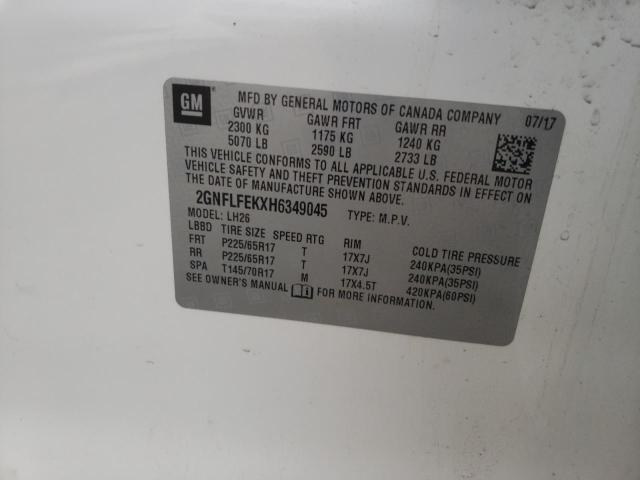 Photo 10 from auction – 2017 CHEVROLET EQUINOX LT with VIN 2GNFLFEKXH6349045