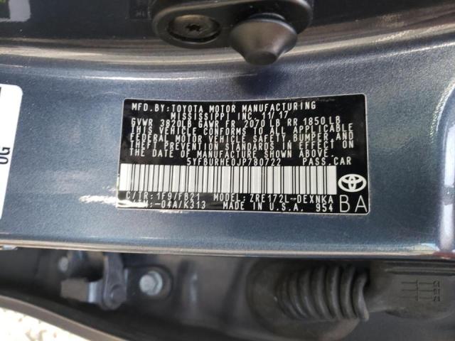 Photo 10 from auction – 2018 TOYOTA COROLLA L with VIN 5YFBURHE0JP780722