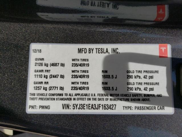 Photo 10 from auction – 2018 TESLA MODEL 3 with VIN 5YJ3E1EA3JF163427