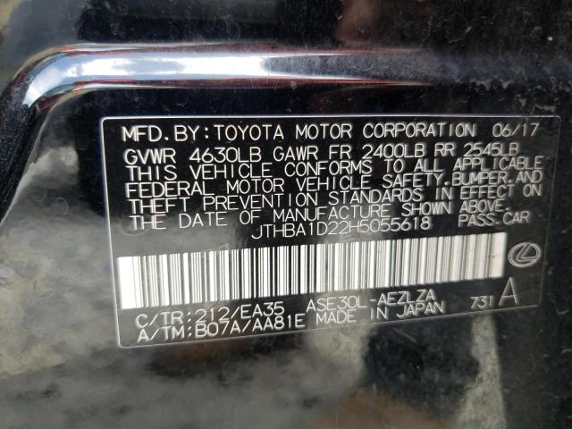 Photo 10 from auction – 2017 LEXUS IS 200T with VIN JTHBA1D22H5055618