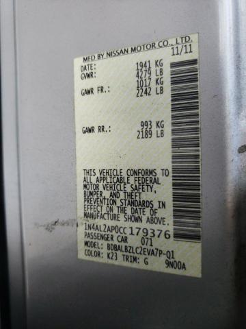 Photo 10 from auction – 2012 NISSAN ALTIMA BAS with VIN 1N4AL2AP0CC179376
