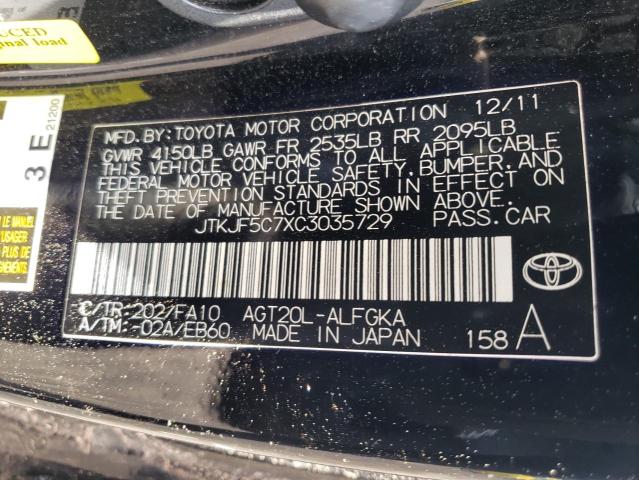 Photo 10 from auction – 2012 TOYOTA SCION TC with VIN JTKJF5C7XC3035729