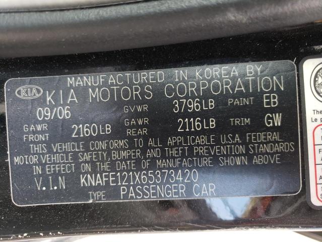 Photo 10 from auction – 2006 KIA SPECTRA LX with VIN KNAFE121X65373420
